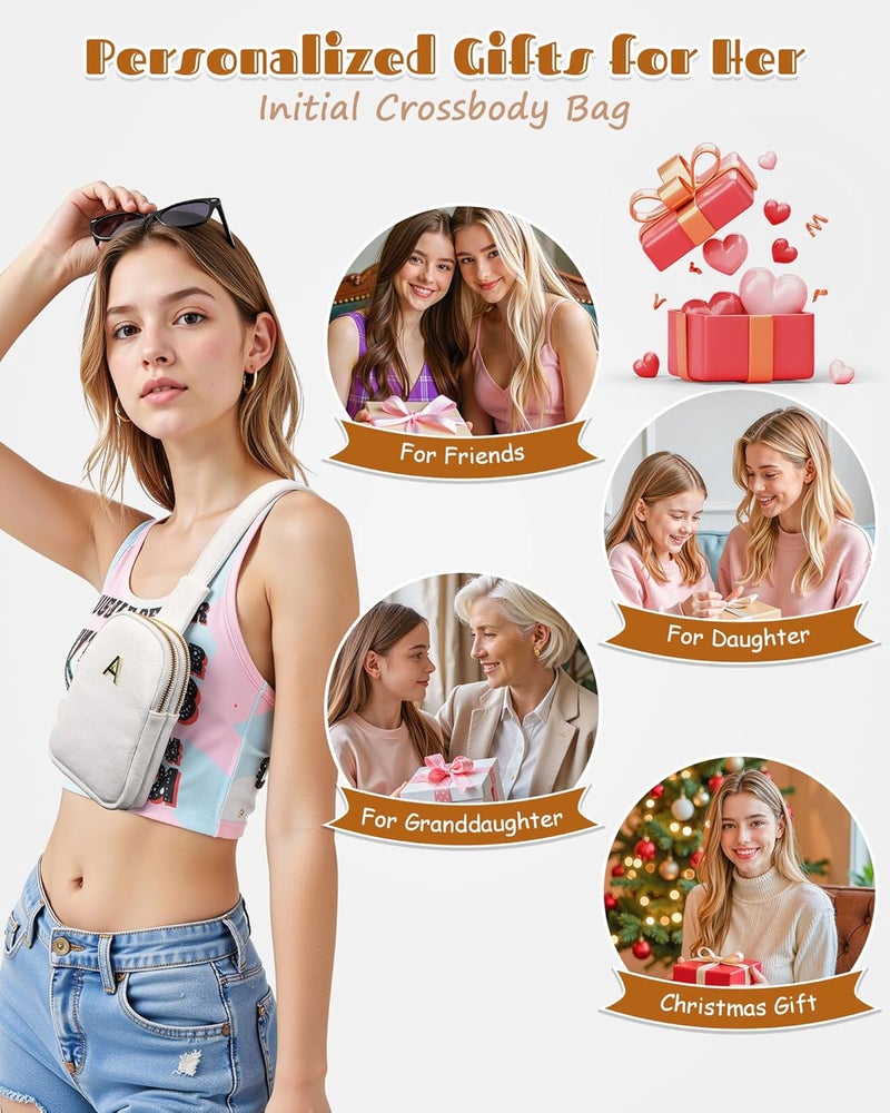 Freesya Store Personalized Bridesmaid Gifts for Teen Girls Women, Cute Sling Purse for Women Girls, Handsfree Travel Crossbody Bags, Monogrammed Handbag, Graduation Gift, Fashion Trendy Stuff - Image 1